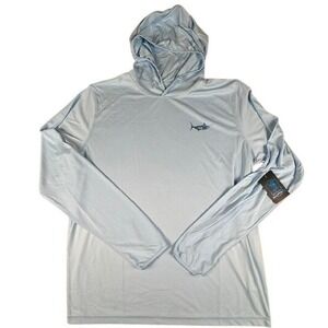 Scales Hoodie Mens XXL Blue Marlin Performance Sun Shirt Long Sleeve Thumbholes